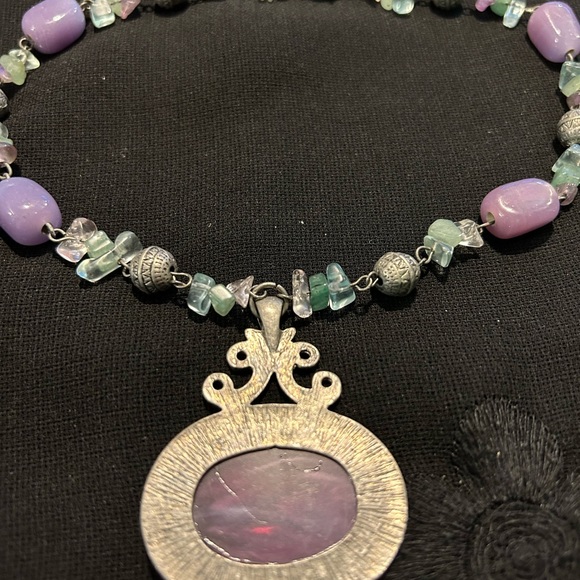 VTG Beautiful Fairycore Grunge Stone and silver metal choker. - Picture 6 of 8